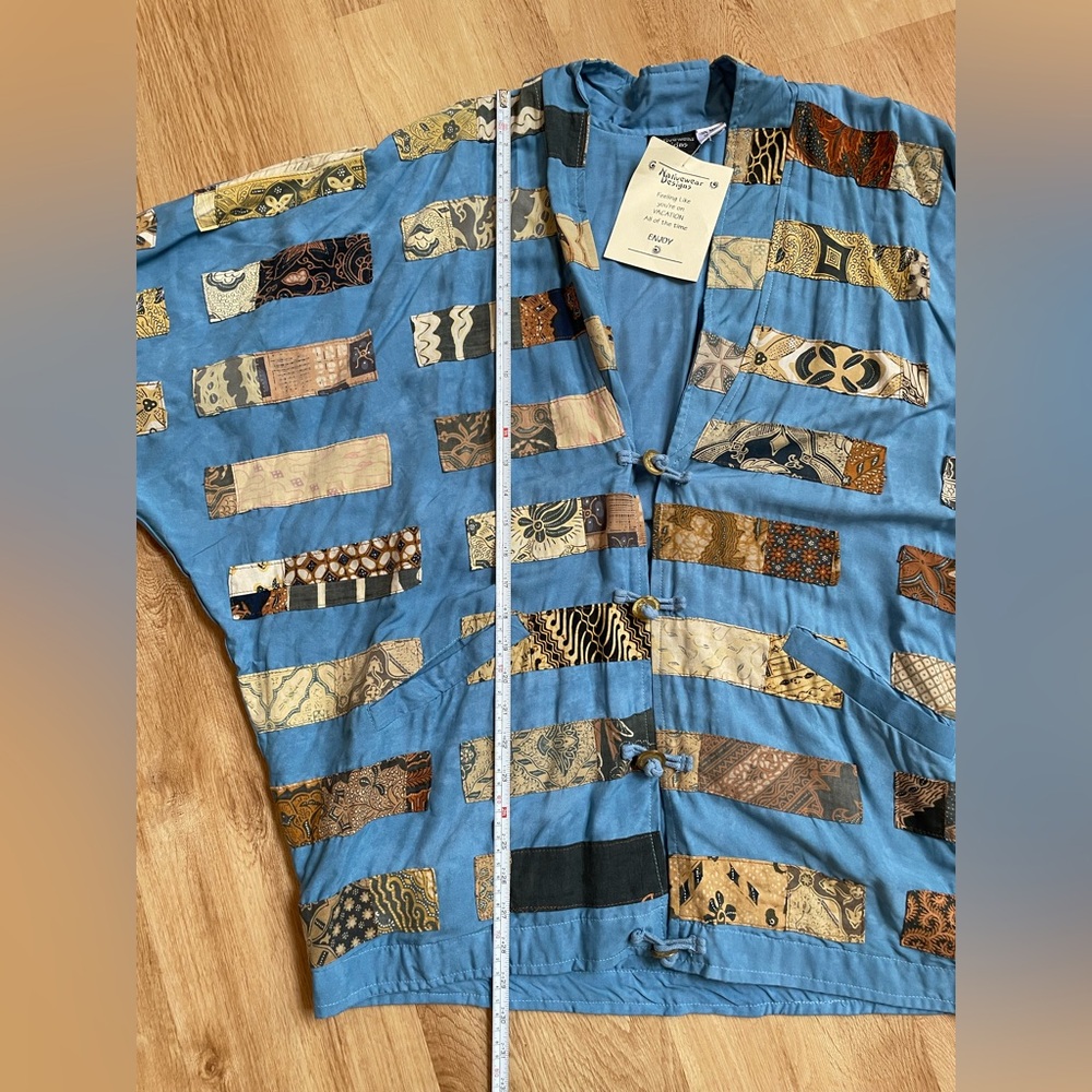 Vintage Nwt Patchwork Jacket Blue Large Nativewea… - image 7